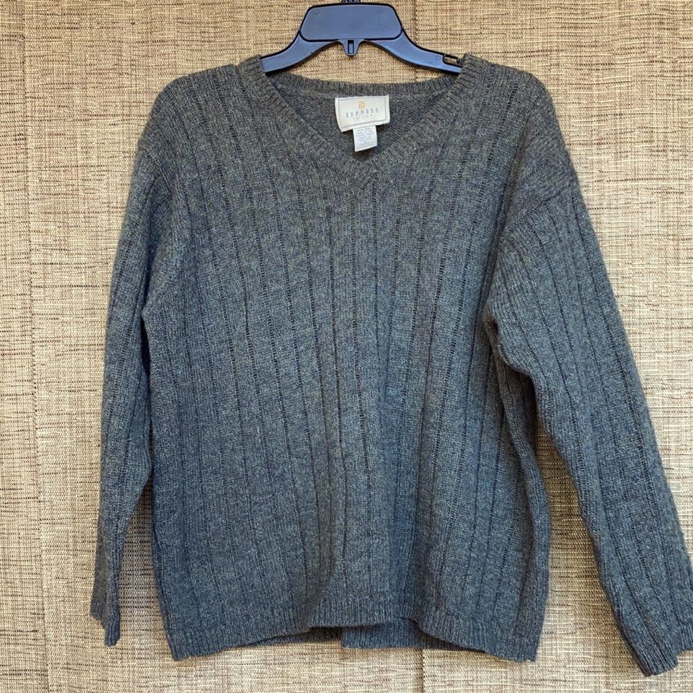Vintage Express Tricot boxy wool sweater color greenish grey